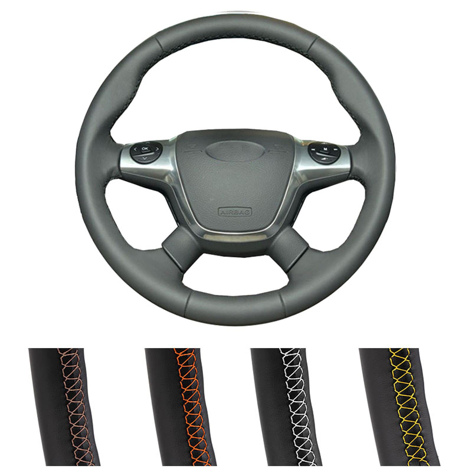 Housse De Volant En Cuir PU Pour Ford Focus Hatchback 2014-2018 - Antidérapante, Respirante, Protection Contre L'usure - Installation Facile - 4