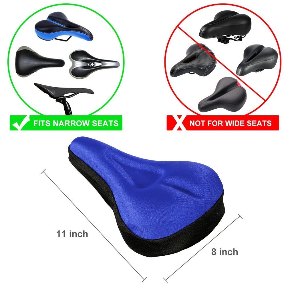 Alexvyan Blue Memory Foam Soft Bicycle Silicone Gel Saddle Seat & Cycling Cushion Pad Bike Cycle Gel Cover - Narrow Seat 1