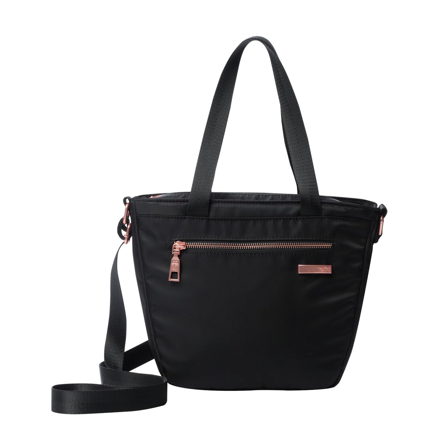 TOTTO - Bolsa Térmica Porta Alimentos 8 L, Modelo Pasiflora, Medidas 27 x 22.5 x 12.5 cm, Bolsa Comida Trabajo, Bolsillo Delantero Cremallera, Asa para Hombro, Correa Removible, Color Negro y Bronce