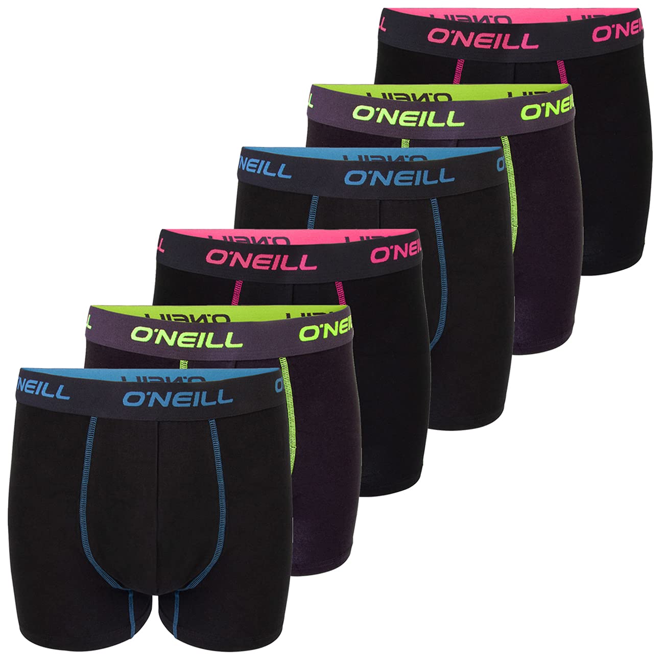 O'Neill Boxer da uomo in tinta unita Sport Boxer M L XL XXL 95% cotone uomo trunk mutandine senza intervento confezione da 6 pezzi nero rosso blu
