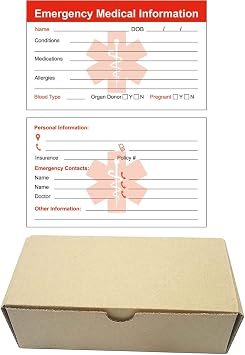 RXBC2011 Emergency Medical Information ID Card Pack of 500