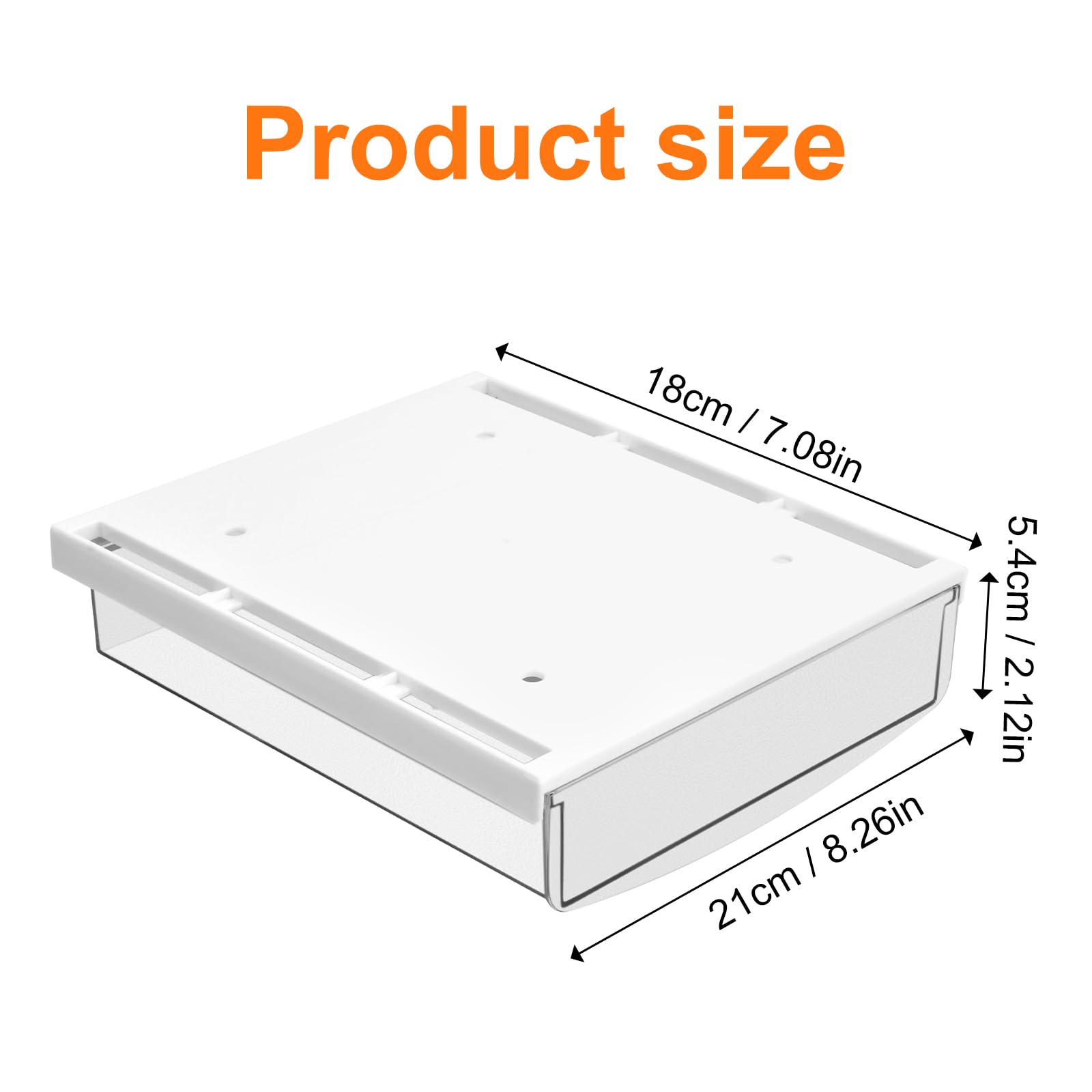 Organizador Cajón Oculto Autoadhesivo 21x18x5,4 cm Blanco Mate para Escuela Oficina Hogar