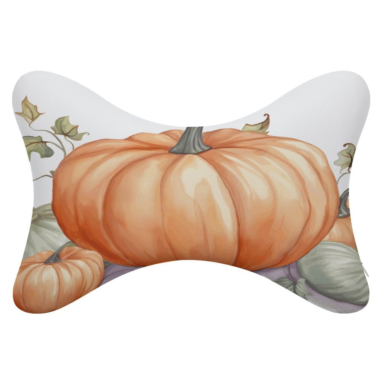 VstaDank Fall Watercolor Pumpkins Car Neck Pillows 2 Pack Removable Ergonomic Cervical Support Pillow Fashion Cozy Bone Shaped Pillows Soft Car Headrest Pillow for Office Airplane Most Car