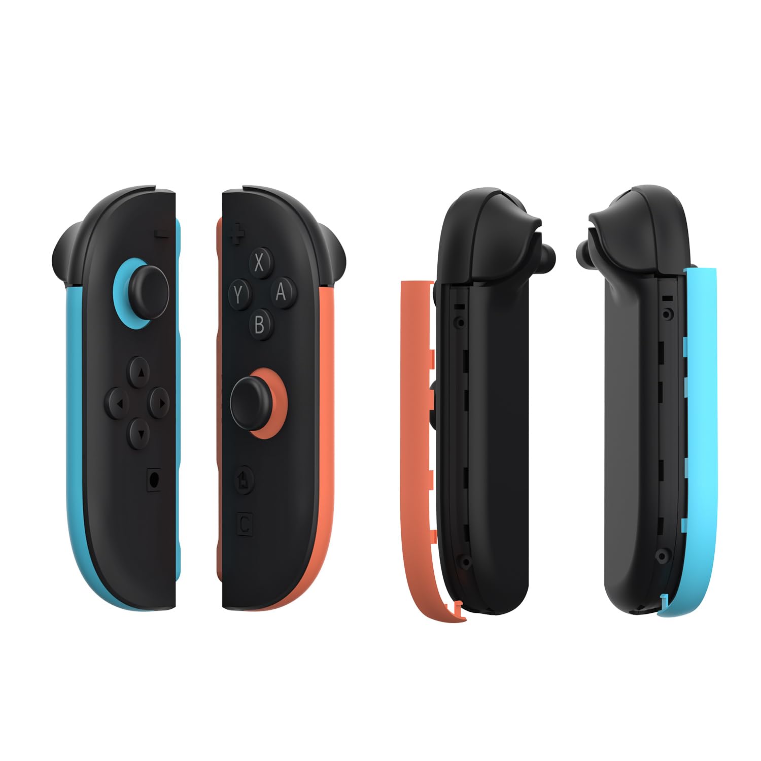 Tira Decorativa para Mandos Switch 2, Tiras Decorativas para Mandos Izquierdo y Derecho, Kit de Recambio para Juegos Accesorios (Izquierda azul + Derecha naranja)
