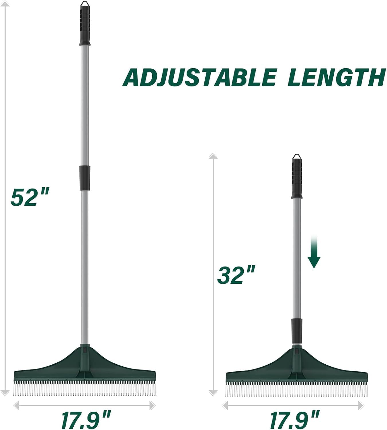 SOYUS Artificial Turf Rake Carpet Rake, Hand Rakes with Adjustable Handle Steel 32 to 52 inches for Artificial Grass and Lawn Leaf Removal, Carpet Rakes, Pet Hair Removal