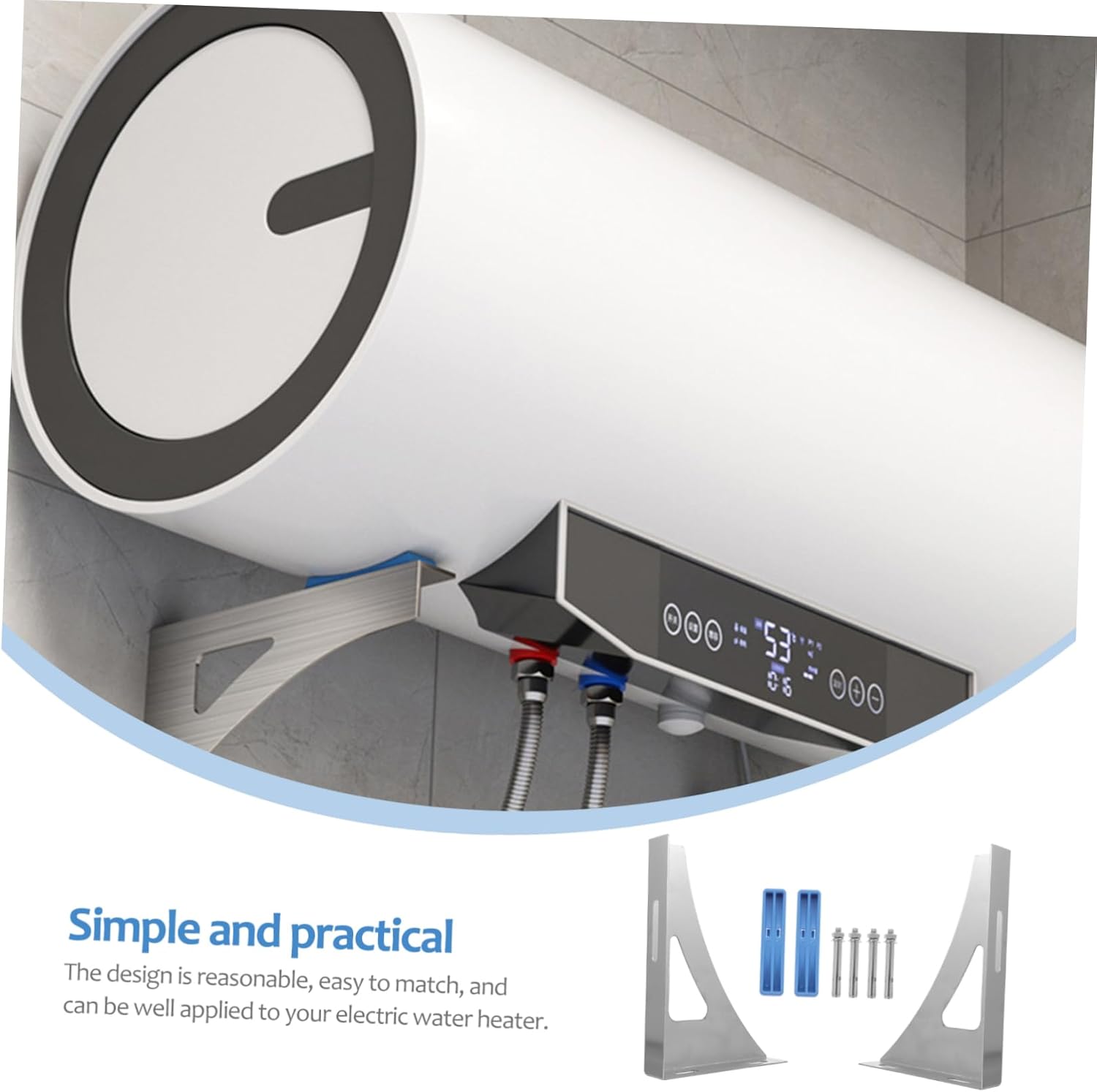 Stainless Steel Thick Electric Water Heater Wall Mount Bracket Adjustable Support for Water Heater Installation Sturdy Hollow Rack Suitable for Home Use