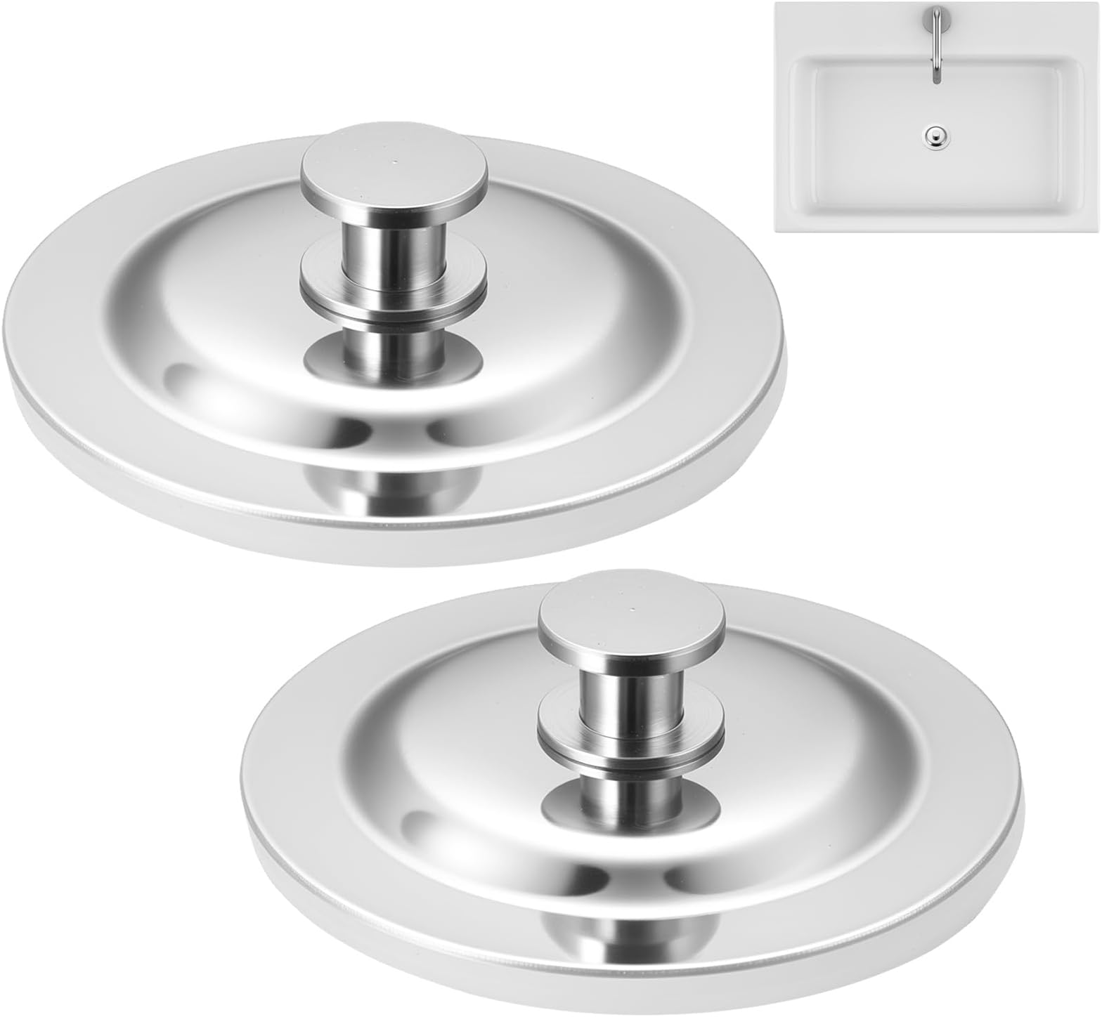 2 Pcs Universal Bath Plugs UK, Stainless Steel Drain Stoppers, Bathroom Sink Plug Replacement for 40-45mm Holes, Shower Sinks, Wash Basin, Kitchen Bathroom Bathtub Universal Sink Plugs