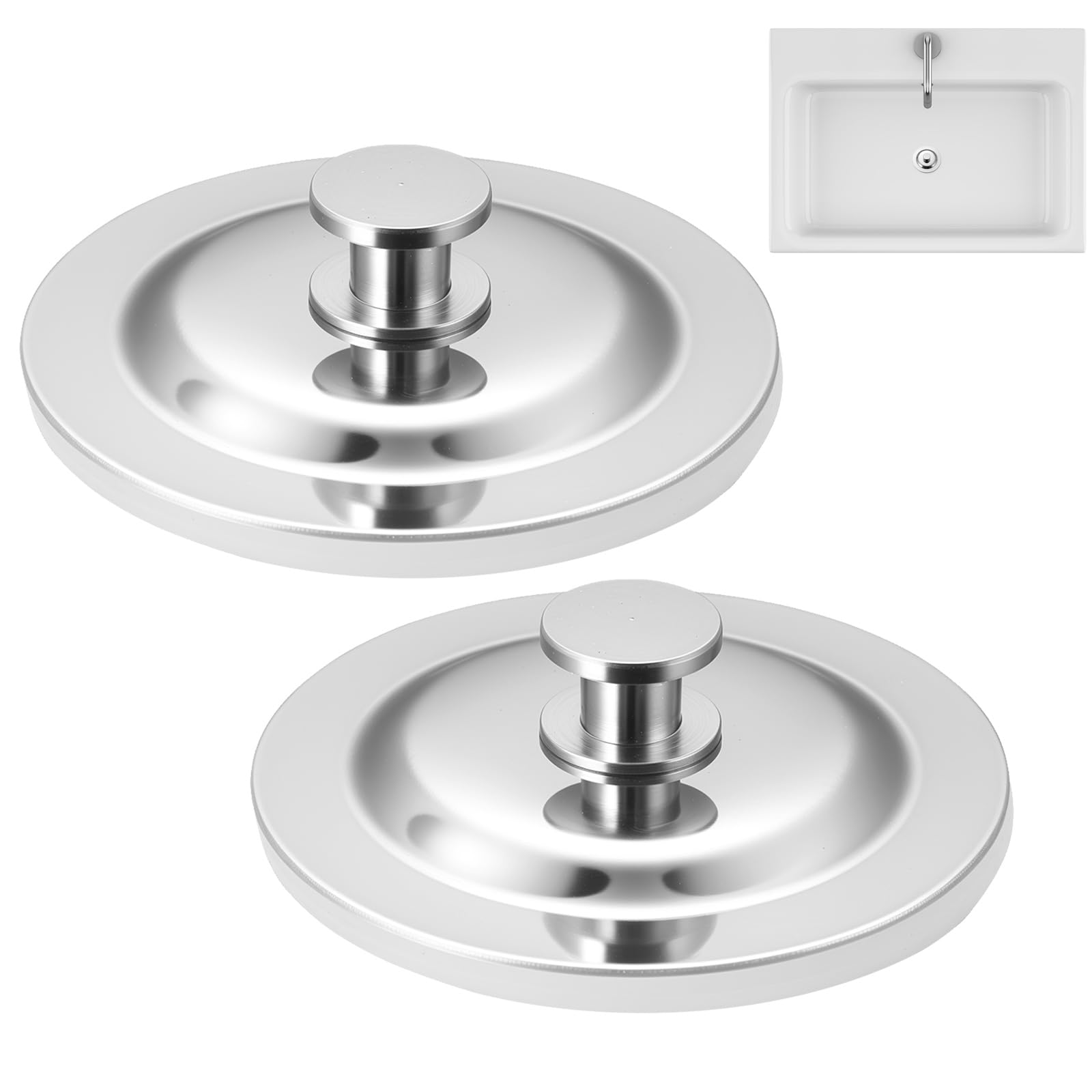 2 Pcs Universal Bath Plugs UK, Stainless Steel Drain Stoppers, Bathroom Sink Plug Replacement for 40-45mm Holes, Shower Sinks, Wash Basin, Kitchen Bathroom Bathtub Universal Sink Plugs