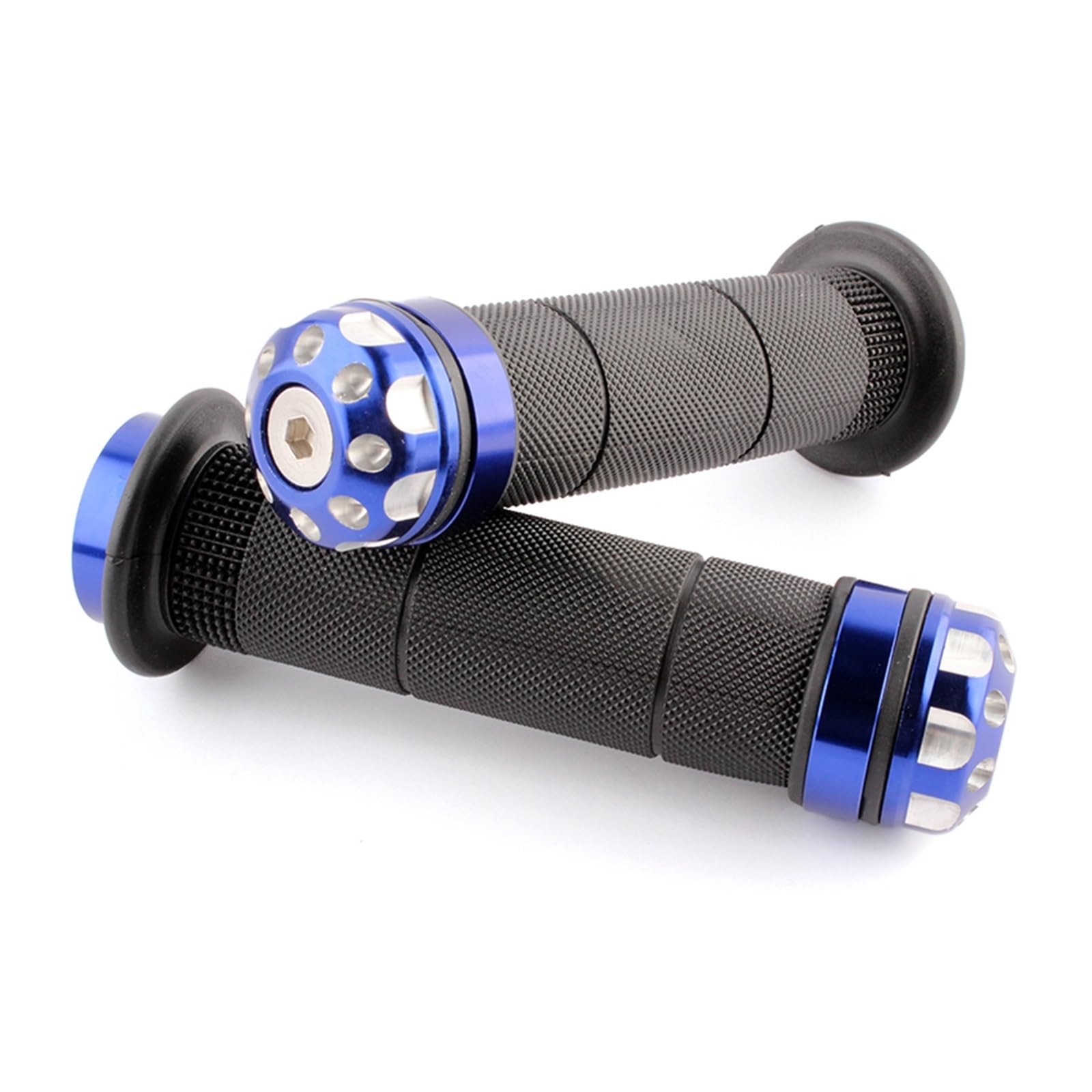 Motorrad Lenkergriffe 13 Mm 7/8 Zoll Motorrad Dirt Bike Gummigriff Grip Pedal Biker Scooter Lenkergriffe Modifizierter Allzweck(Blau)