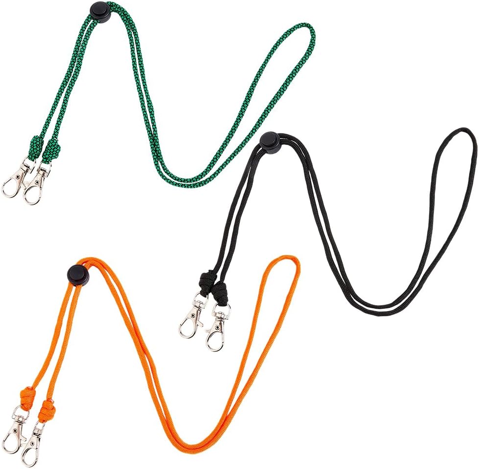 GORGECRAFT 3Pcs 3 Colors Adjustable Hat Strap Clips Replacement Chin Cord Cap Windproof Keeper String Lace Black White with Spring Buckle Lanyard for Women Brim Hats Golfing Fishing Hats Outdoor