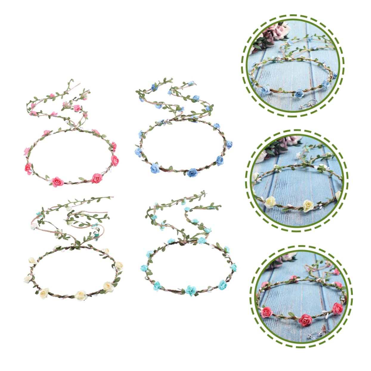 Beavorty 12 Piezas Diadema De Flores Rosas Guirnalda De Flores Flor De Cabeza De Puerta De Flores Artificial para Pared Tocado De Novia Viajar Las Flores Cabeza De Flor Paño