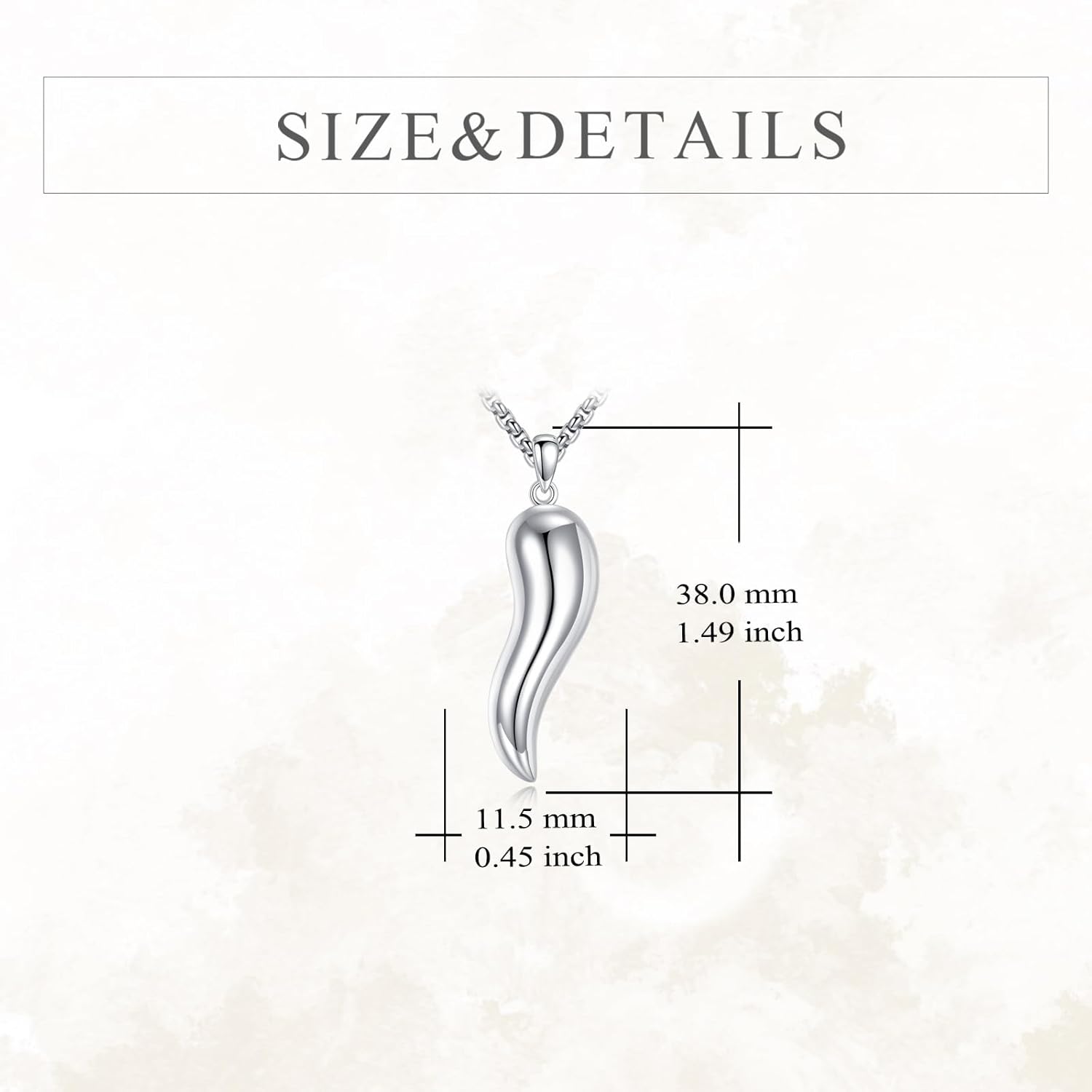 YFN 925 Sterling Silver Italian Horn Necklace for Men Women Protection Good Luck Pendant with 22+2" Chain Gift for Christmas, Valentine's Day, Father's Day, Mother's Day, Birthday-Gift Box Included