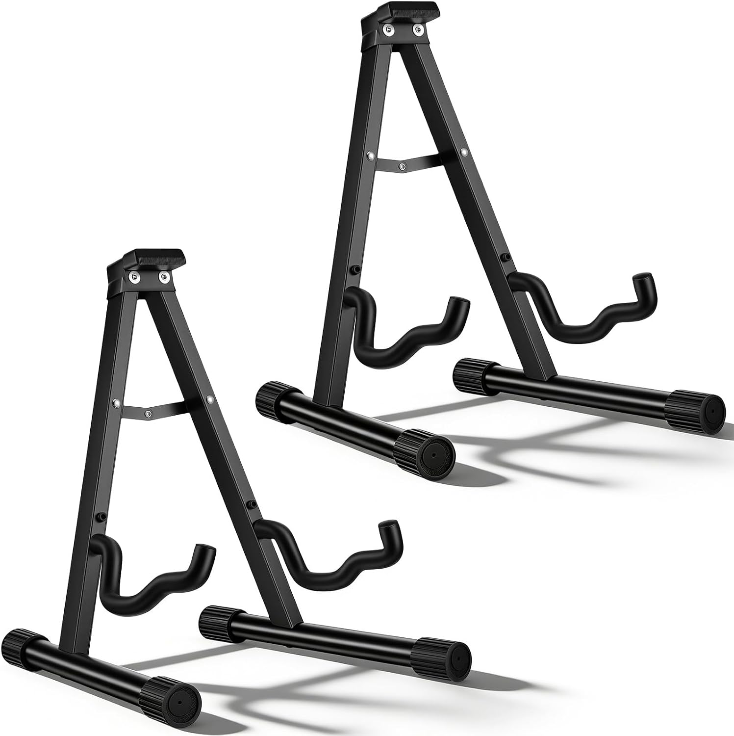 2-Pack A-Frame Folding Guitar Stand, Electric Guitar Stand with Non-Slip Rubber & Foam Arms for Acoustic, Bass, Ukulele, Banjo - Easy Assembly