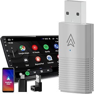 Dilxyuy Wireless Carplay Adapter for Android Auto, Converts Wired to Android Auto Wireless Adapter, Android Carplay for Cars from 2016 & Android 11+, Plug & Play Android Auto Dongle, Gray