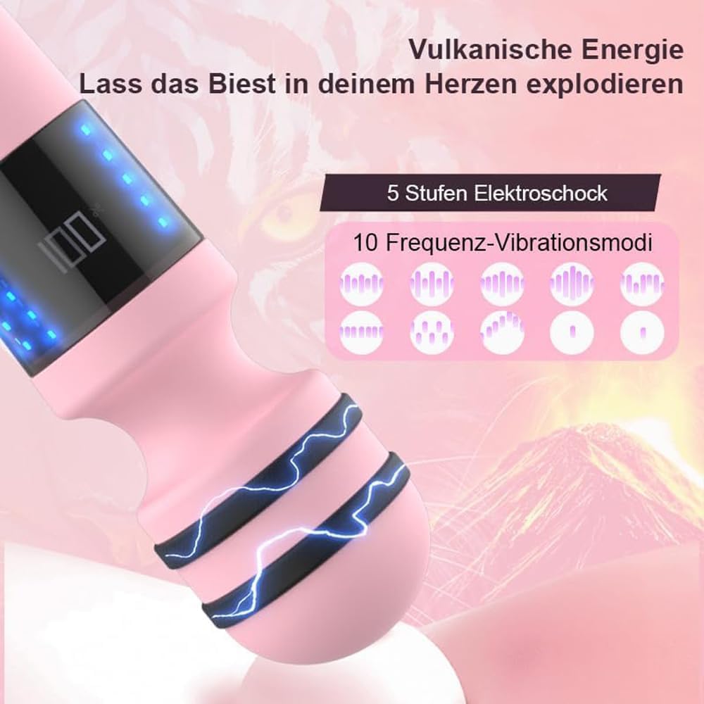 Kuaecr Elektro Shock Massagestab Handvibrator Realistischer G-Punkt Massage Vibratoren mit 10 Vibration & 5 Elektroschocker-Modi E-stim Klitoris Stimulator Wasserdicht Sexspielzeug für Frau Paare