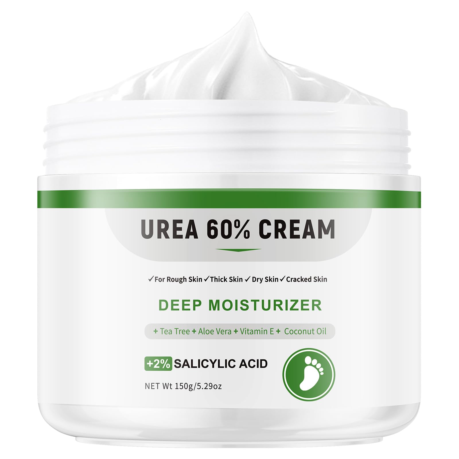 AOPEIBOTO Urea Cream for Feet Foot Cream for Very Dry Feet Cracked Heels, Hard and Dry Skin, Foot Moisturiser, 5.29oz/150g