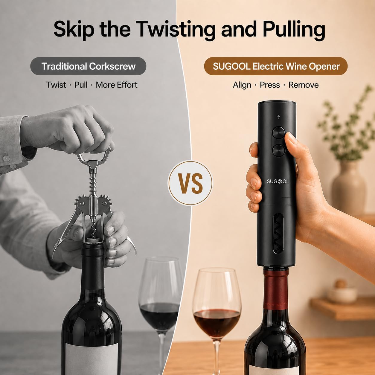 Electric Wine Opener, USB Rechargeable Automatic Wine Bottle Opener
