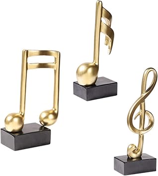 PXRJE 3pcs-Music Note Statue,Music Note Decor Musical Sculpture Statue Music Note Figurine for Home Piano Present Souvenirs Present Box Resin GoldenGolden