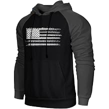 H HYFOL Mens Sweatshirt USA FLAG Patriotic Graphic Polyester Hoodies for Men Pocket Raglan Long Sleeve Sweatshirts