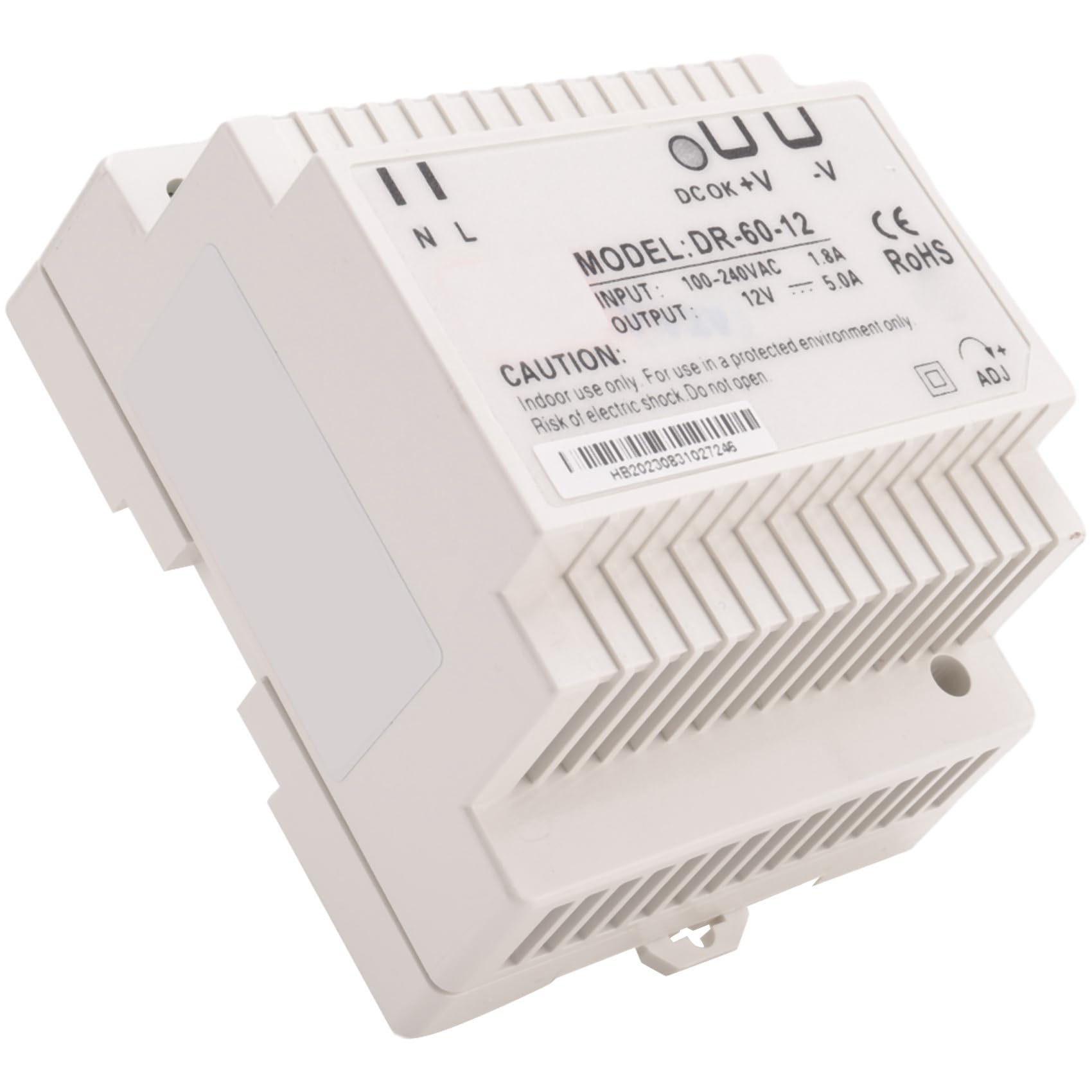 5X -60-12 Trasformatore 12 Volt 5 Amp Alimentatore per Guida DIN Industriale Alimentatore da 220 V CA un 12 V CC (12 V)