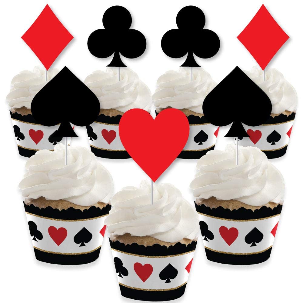 Festiko®Las Vegas - Cupcake Decoration - Casino Party Cupcake Toppers - Set of 24