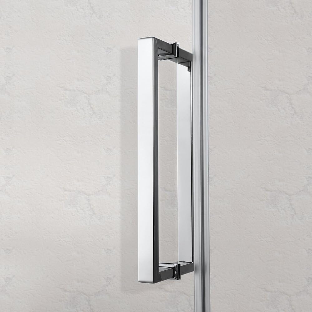 WOODBRIDGE MBSDF6076-B Frameless Sliding Shower, 56"-60" Width, 76" Height, 5/16" inch Clear Tempered Glass, Brushed Nickel Finish, Designed for Smooth Door Closing and Opening. MSDF6076-B