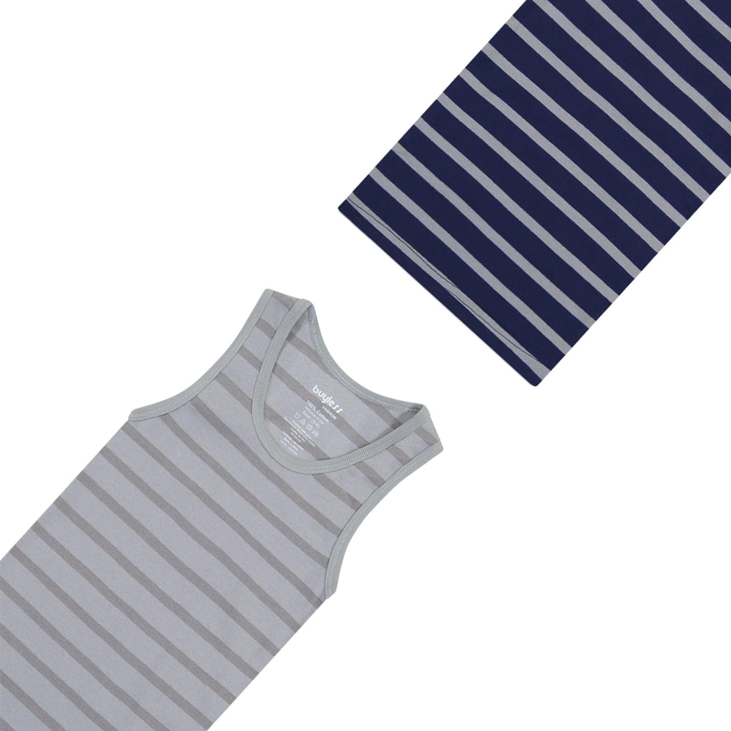 Buyless Fashion Boys Scoop Neck Tagless Undershirts Soft Cotton Tank Top (12 Pack) 13-14 Stripes