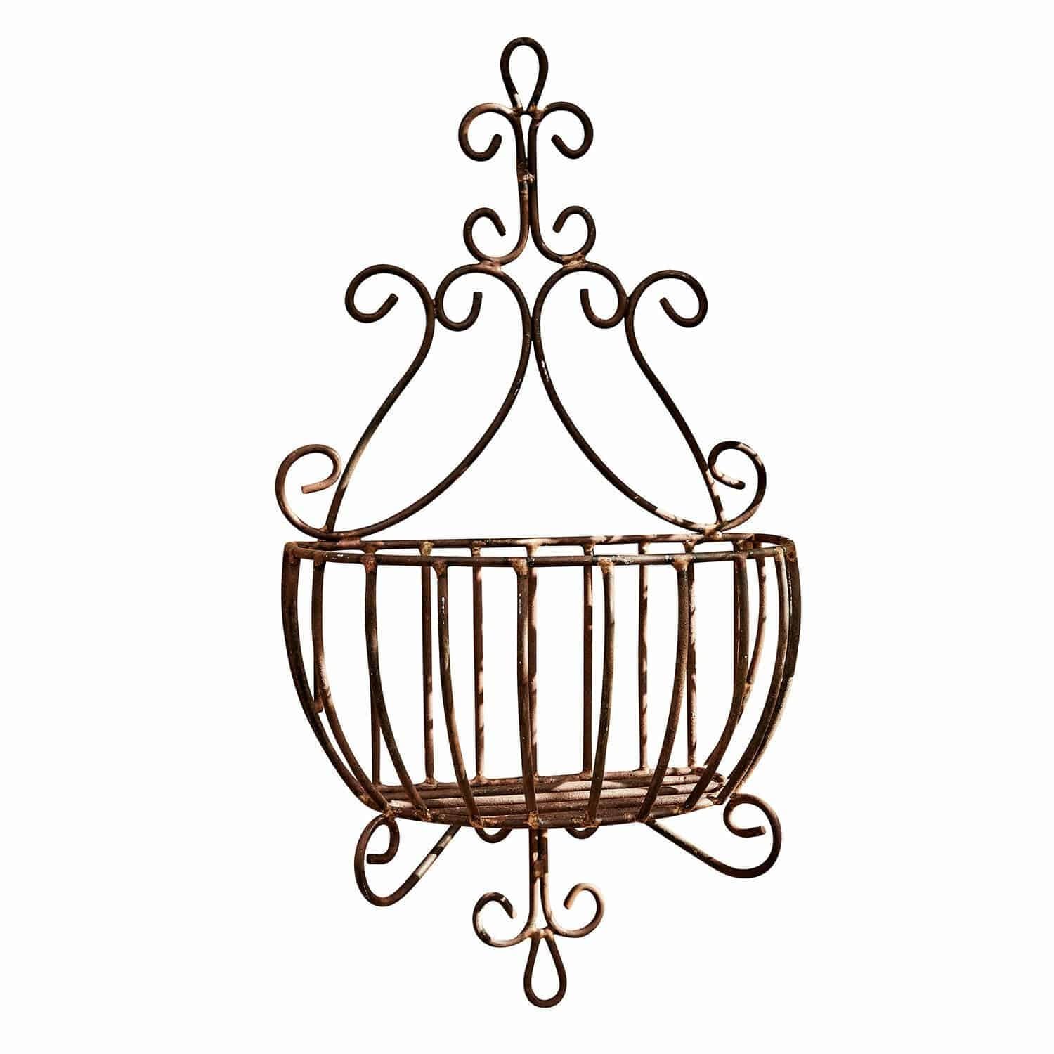 Loberon Deko-Korb Marciac, Pure Nostalgie, für Pflanzen & mehr, Nostalgisches Design, Rost-Finish, Gartenzubehör, Gartendekoration, Outdoor, Eisen, Bronze