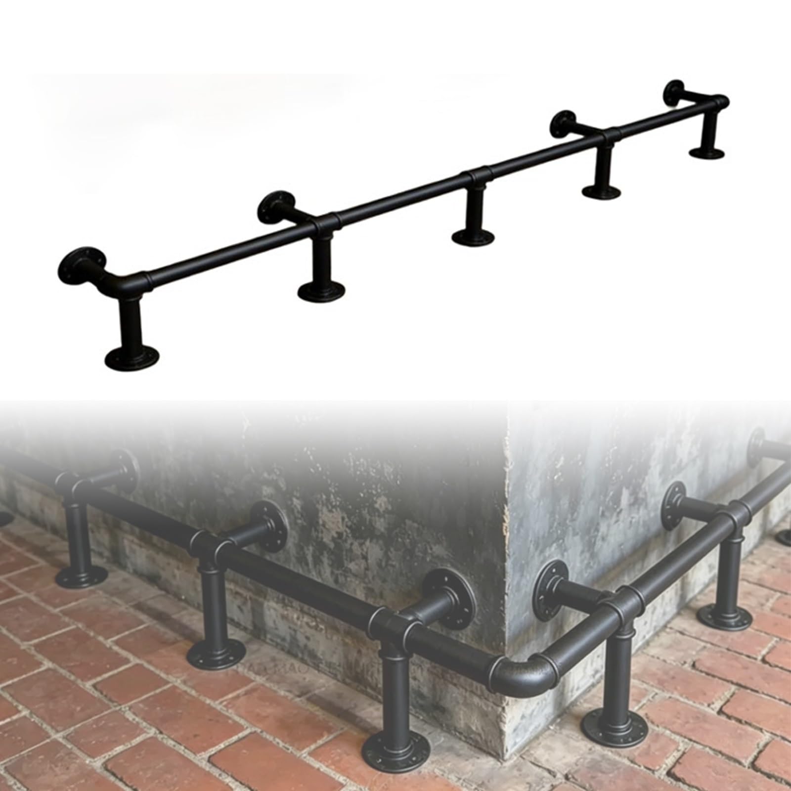 Barre repose-pieds de bar 8ft robuste avec montage combiné sous comptoir
