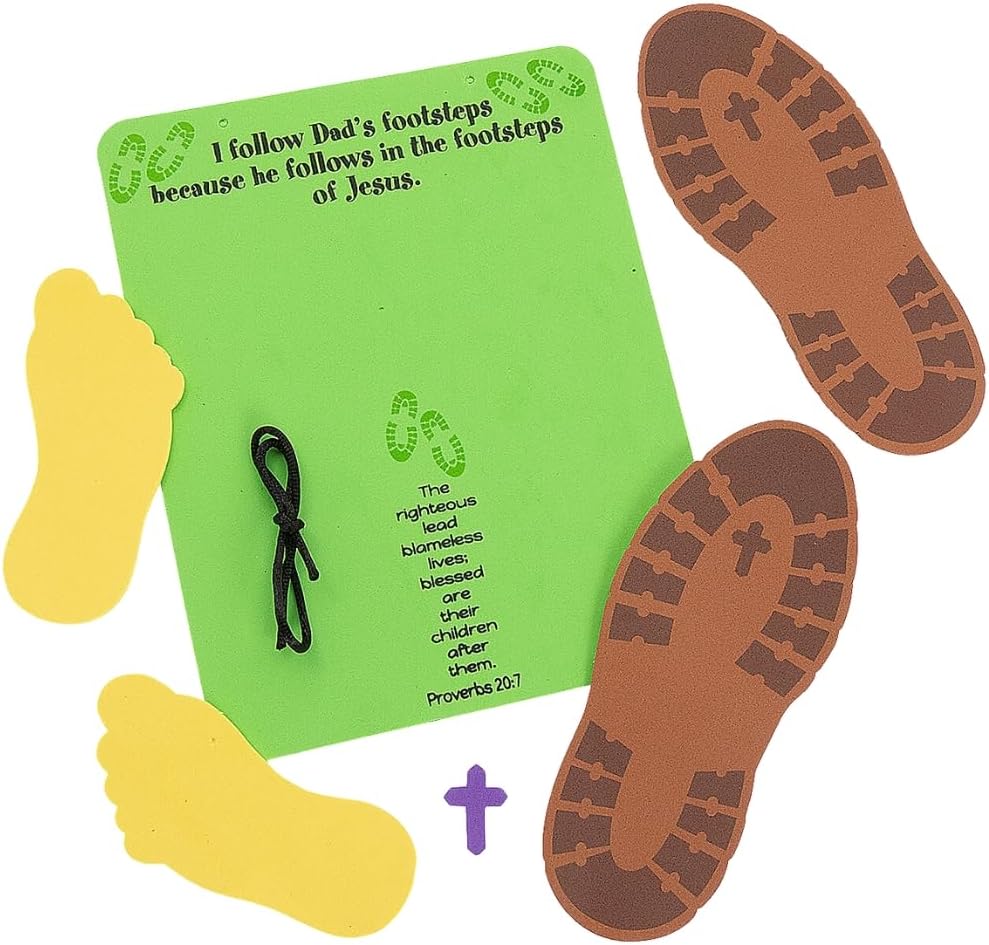 Fun Express Religious Father’s Day Footprint Sign Craft Kit – Makes 12 - Yellow