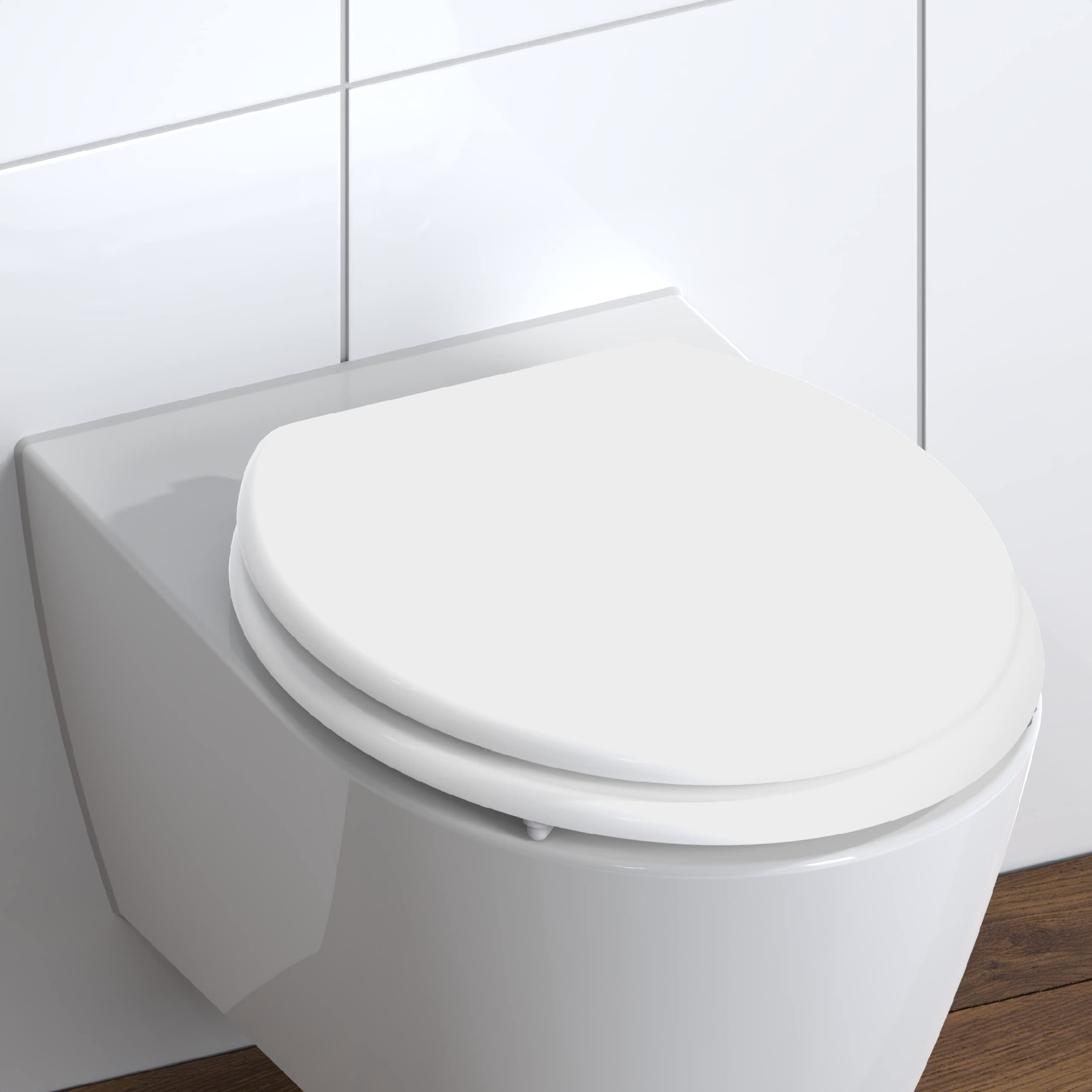 SCHÜTTE Deska sedesowa WHITE, deska sedesowa z drewnianym rdzeniem, biała 84000