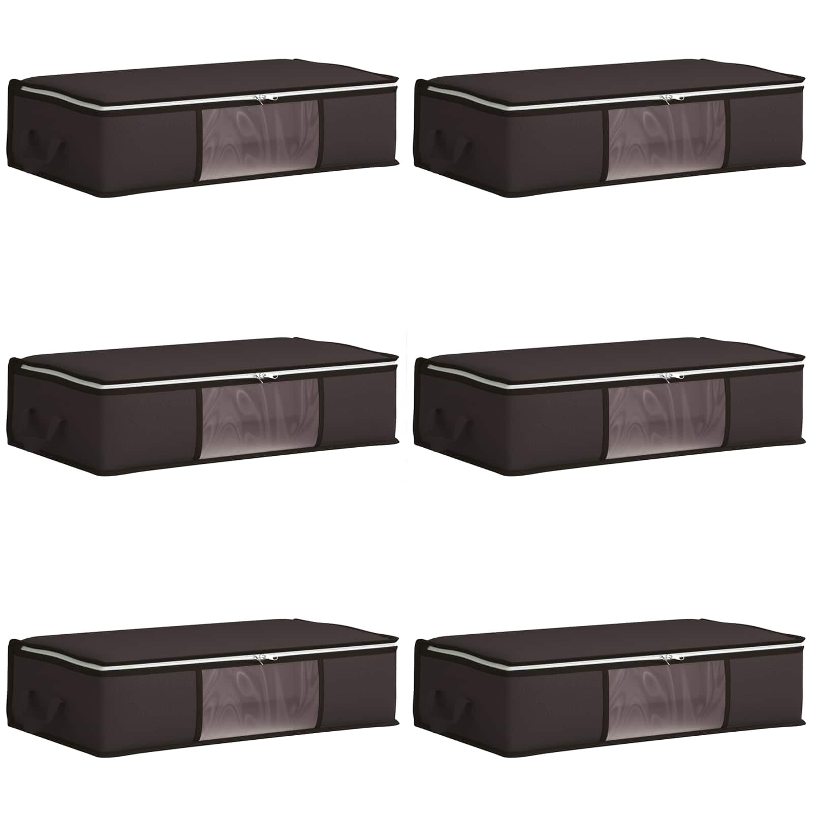 Boîte de rangement pliable sous lit avec fenêtre et double zip