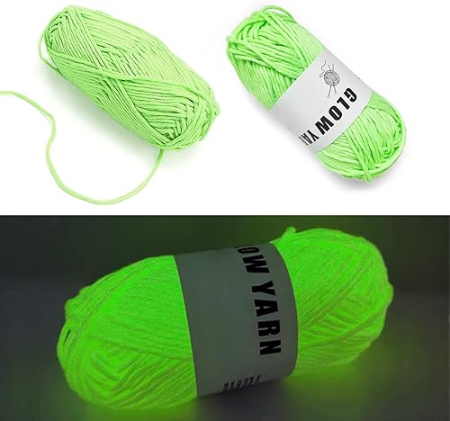 2 rollos de hilo que brillan en la oscuridad, hilo que brilla en la oscuridad, hilo de tejer para principiantes, artes, manualidades y costura