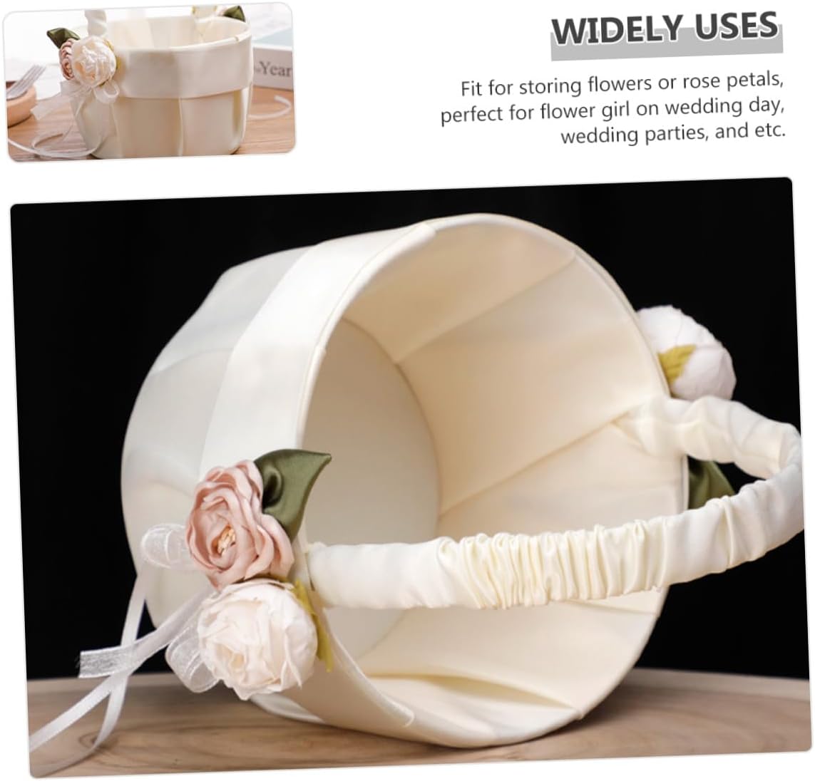 Handheld Floral Flower Girl Basket for Weddings Rustic Wedding Flower Basket with Decorative Flowers 1pcs