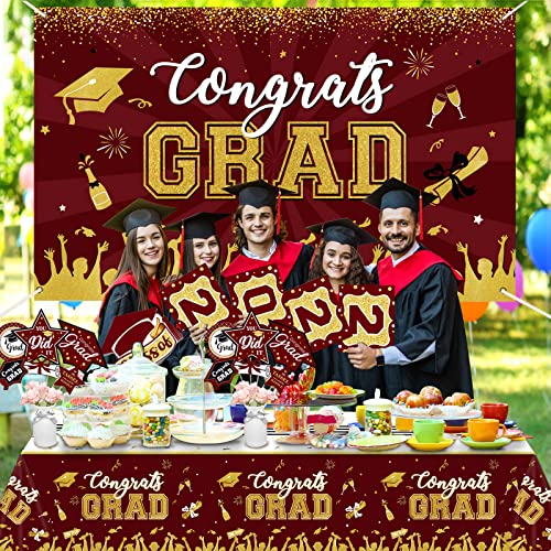 Party Greeting PG0251 Graduation Party Decoration Banner Backdrop Kit Class Of 2022 Congrats Grad Tablecloth Maroon Graduation Party Supplies Kit thumb #5