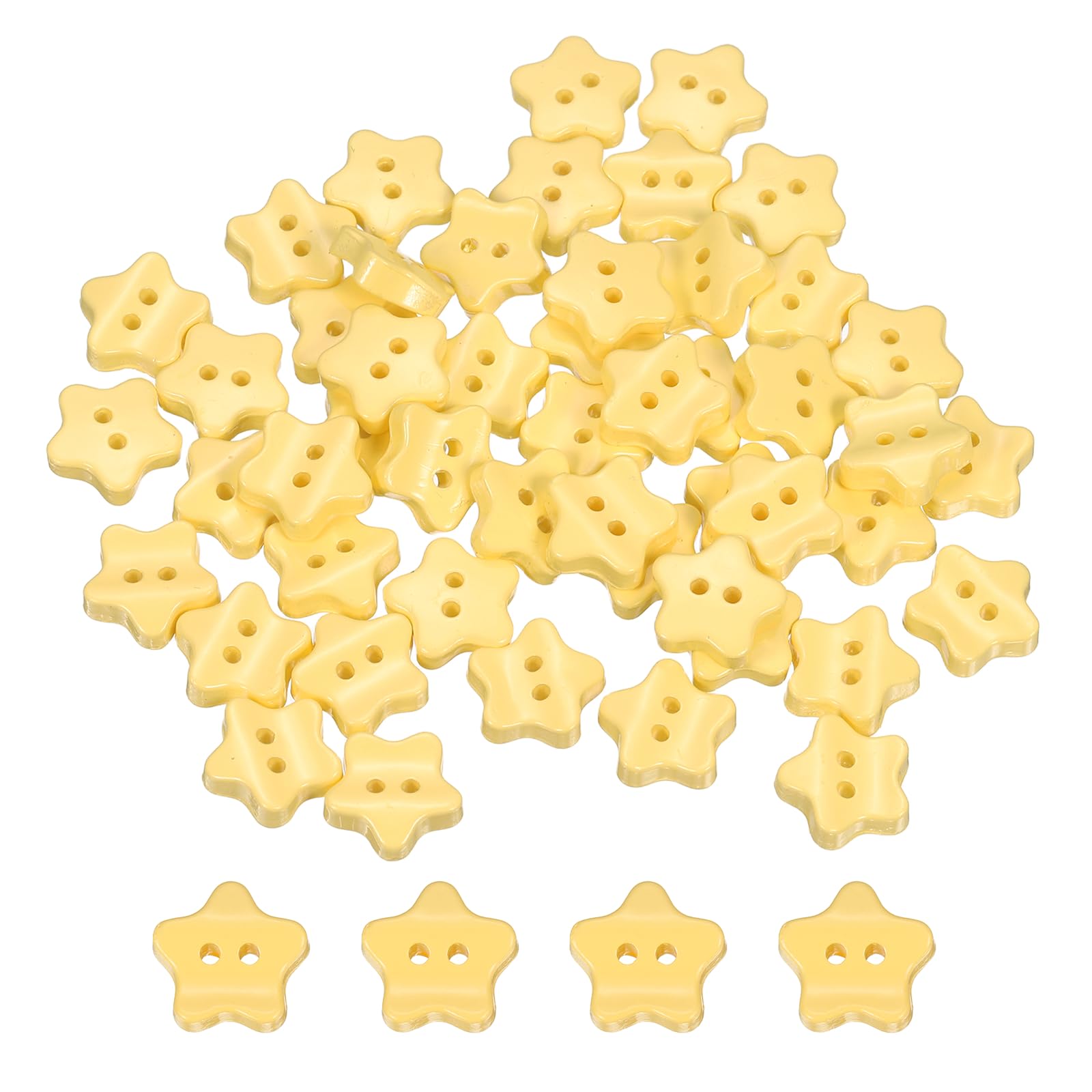 sourcing map 50Pcs Resin Buttons, 1/2" (12mm) 2 Holes Solid Color Sewing Craft Shirt Buttons for Sewing Blouse Coat Windbreaker Hat Doll Decoration DIY Crafts (Star, Yellow)