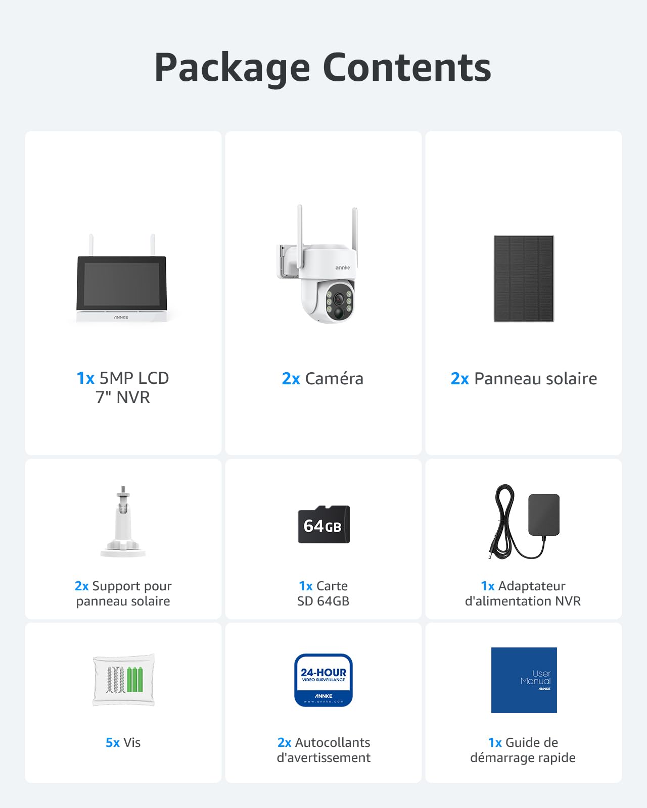 ANNKE Kit Surveillance sans Fil avec Écran LCD 7", 4CH 5MP NVR