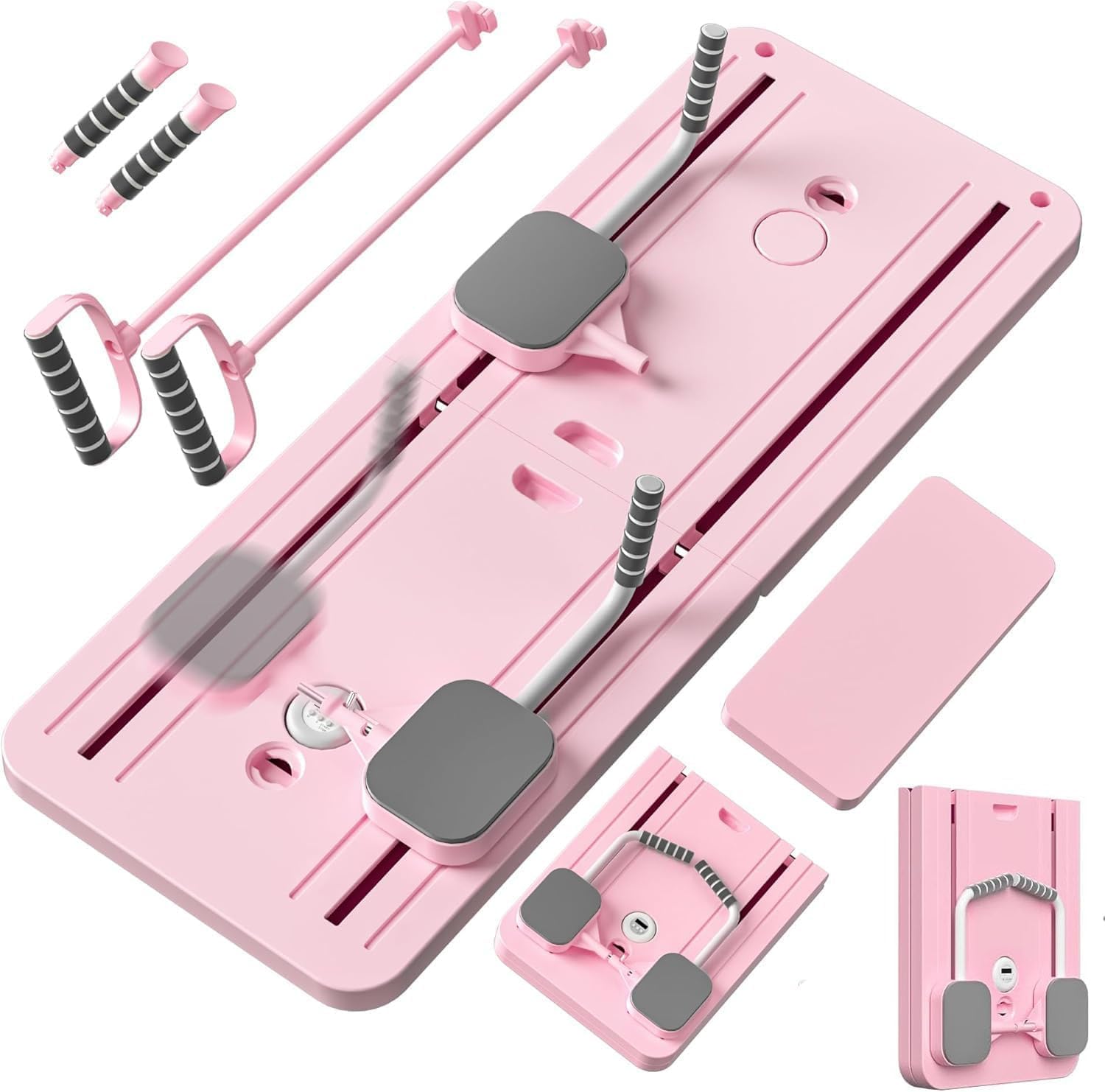 Pilates Board - Pilates Reformer Set, Multifunctional Portable Reformer Pilates Machine for Home, 5 in 1 Pilates Sliding Board Pink