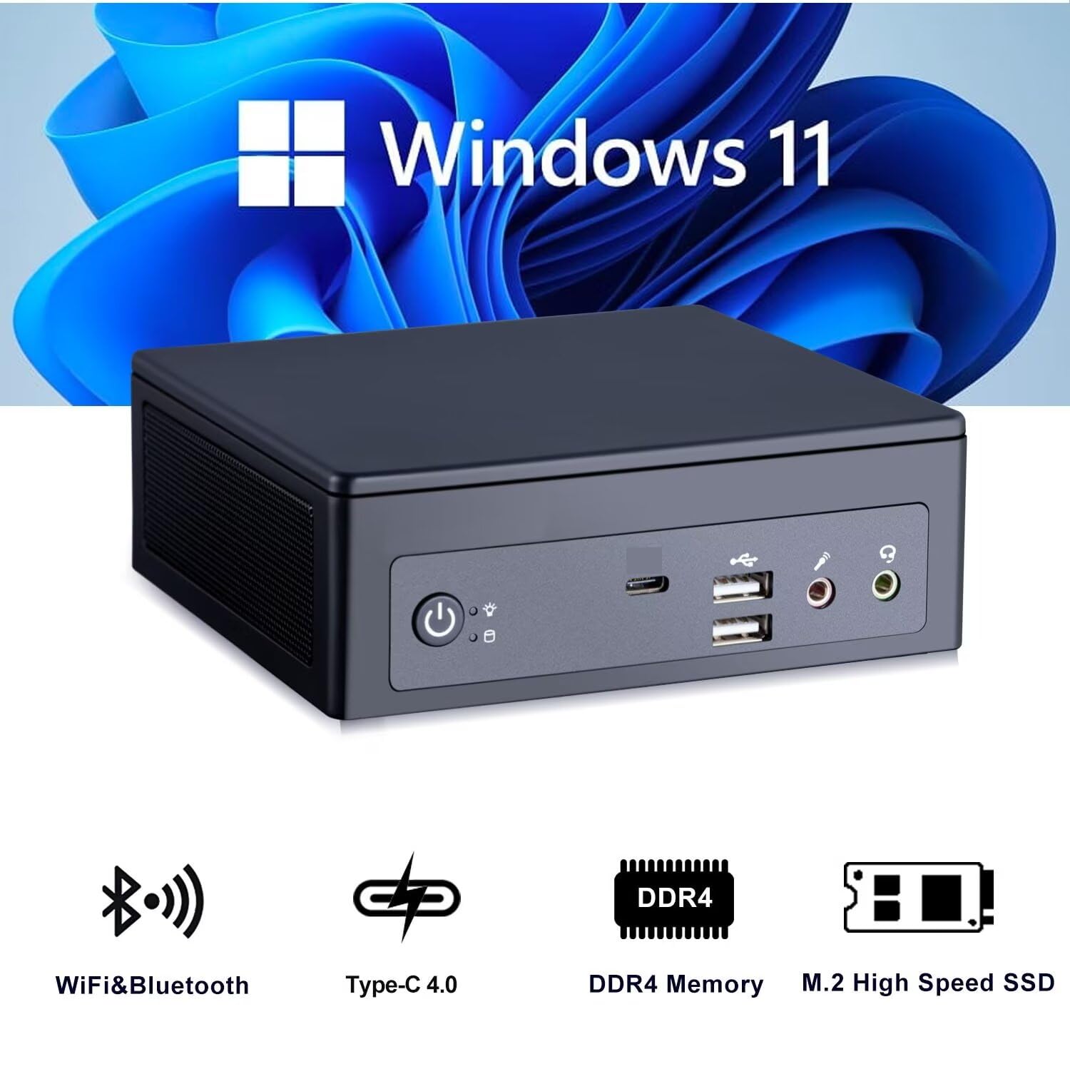 VENOEN Mini Gaming PC NUC i7, Micro PC Win11 pro Core i7 1165G7 Mini Computer, Dual HD Mini Desktop PC, 4K@60Hz HTPC, Mini DP Output, USB-C, Gigabit Ethernet, Wifi, BT 5.1, 16GB RAM 1TB SSD