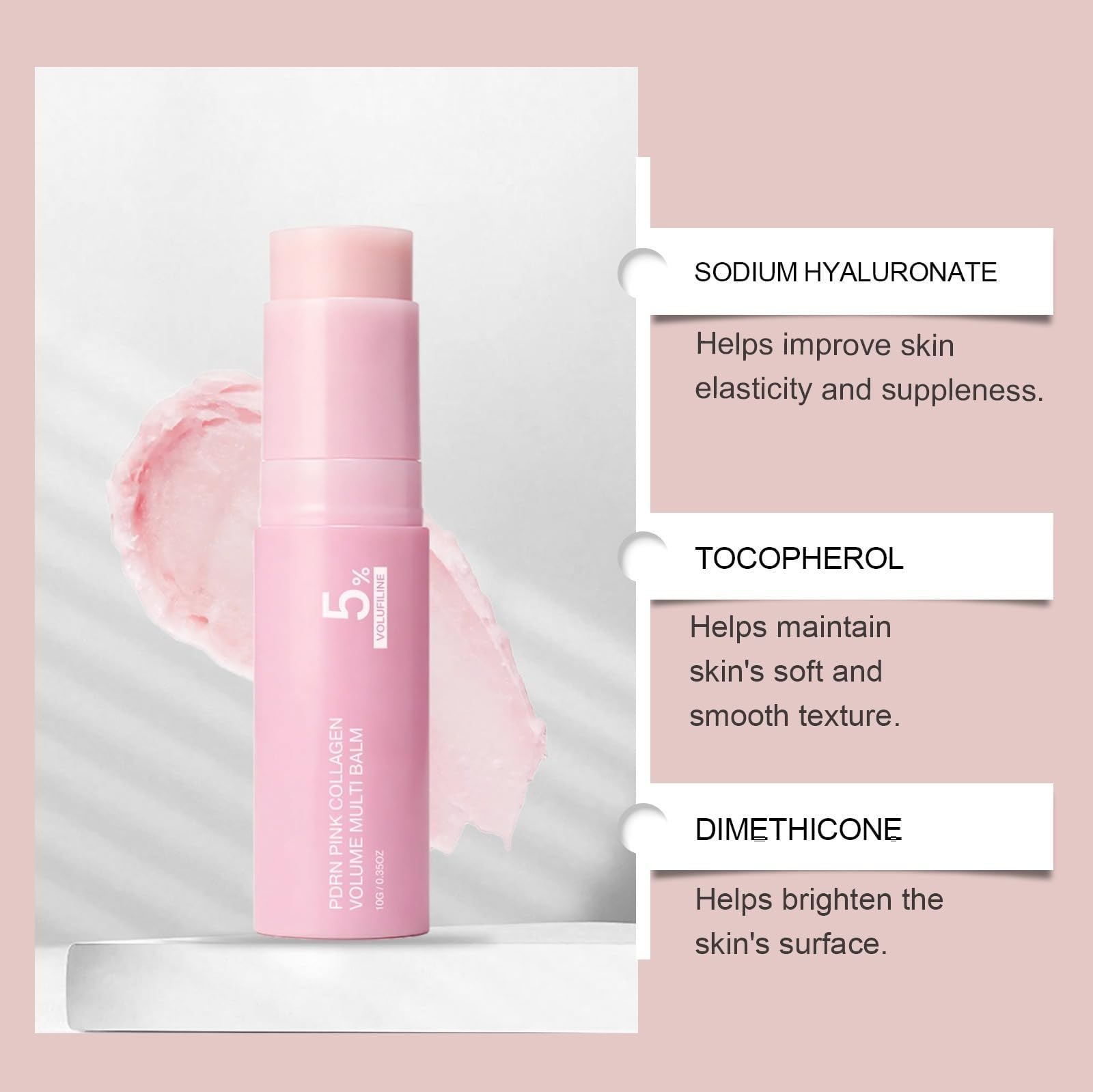 Pink Collagen Volume Multi Balm All-in-One krem do twarzy, przeciwzmarszczkowy i nawilżający sztyft do ust, oczu i szyi, intensywny dla gładkiej skóry, naturalny i zrównoważony