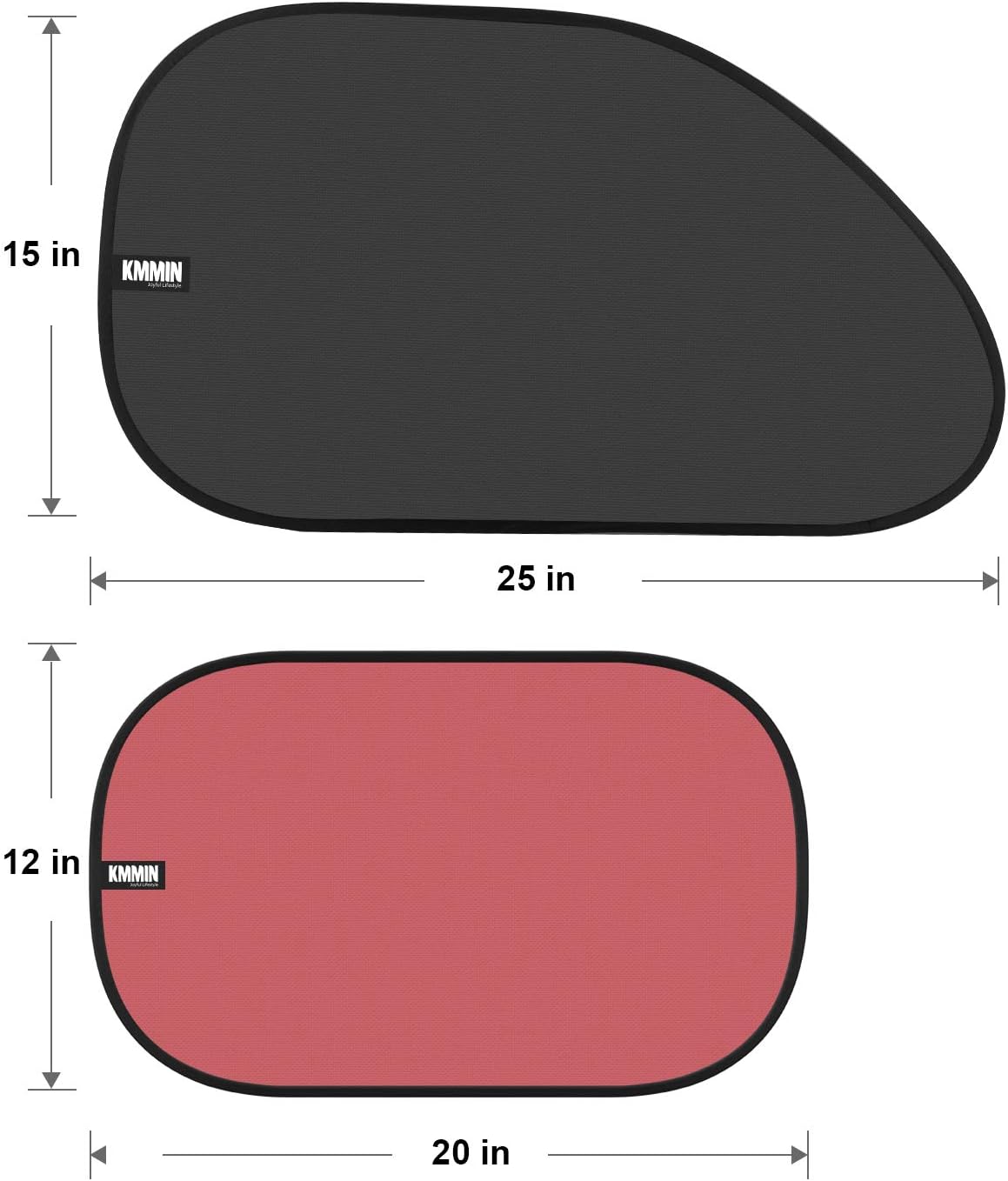 KMMIN Car Window Shade, Auto Sunshade for Blocking UV Ray and Protecting Kids Pets with Easy Installation and Good Cooling Match 25 X 15 & 20 X 12 inches (4 Pack)