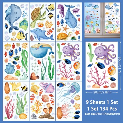 134 Piezas Pegatinas para Ventanas Decorativas Temática Oceánica miniatura 6