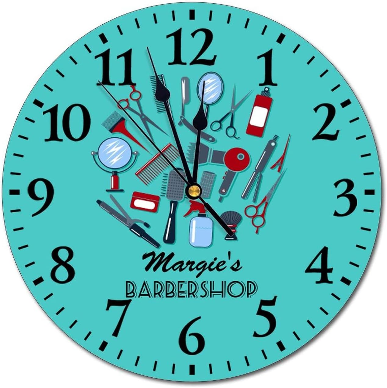 Barbershop Wall Clock Hair Tools Logo Clock Hair Salon Wall Art Decor for Barber Shop Beauty Salon Hairdresser Gifts