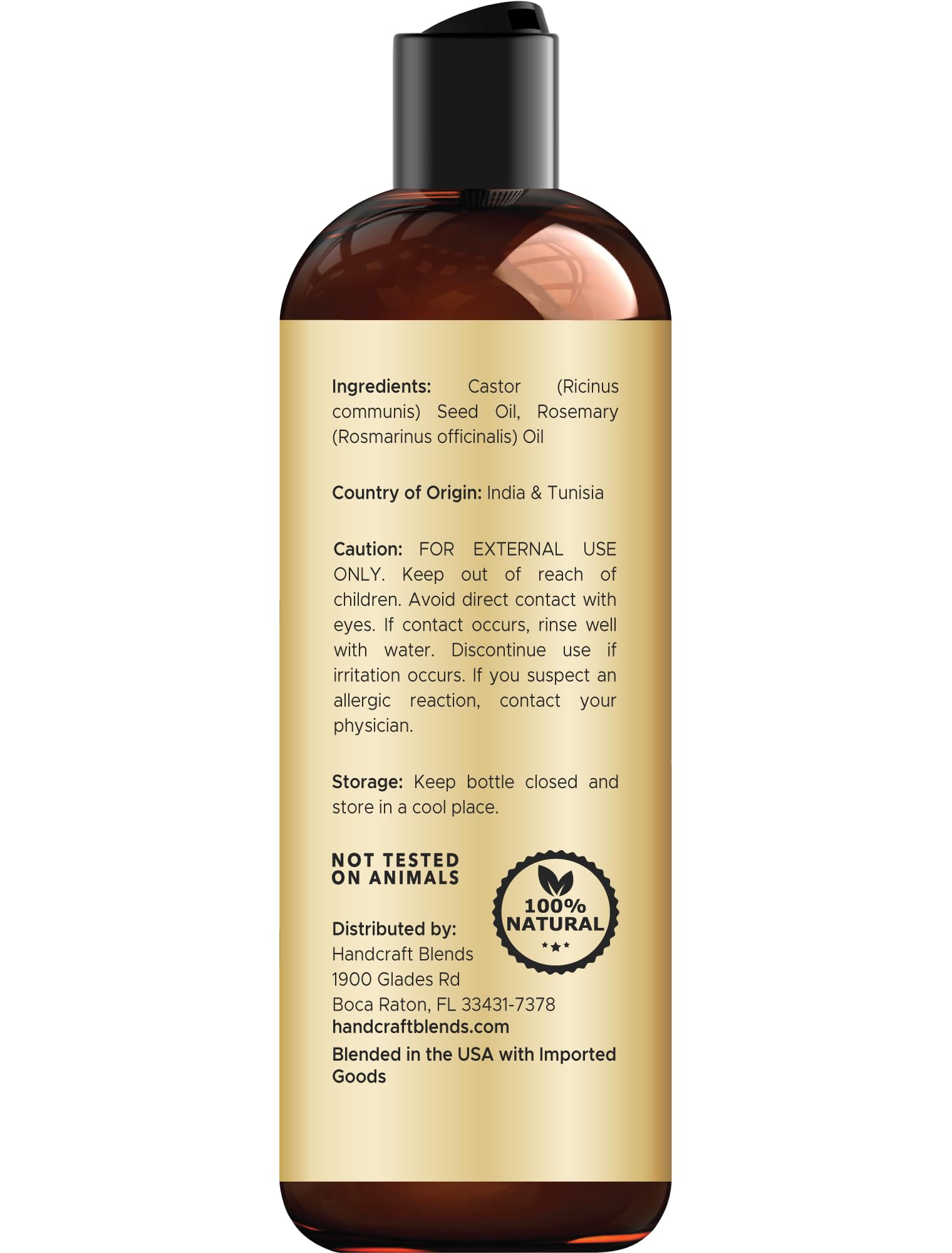 Castor Oil with Rosemary Oil for Hair Growth, Eyelashes, Eyebrows - 100% czysty i naturalny olejek nośny do włosów, olejek do masażu nawilżającego do aromaterapii, 8 fl. Oz