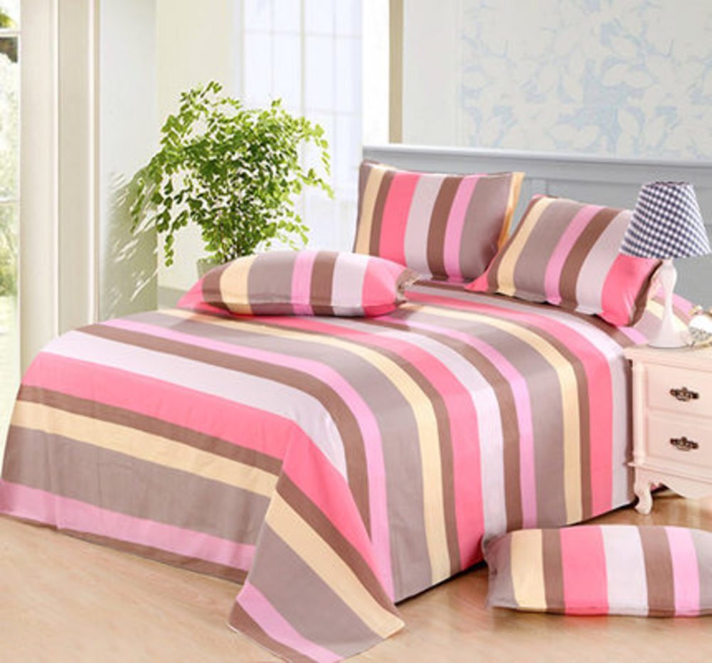 Drap en coton grossier imprimé feuilles grand format 270x235 linge de lit
