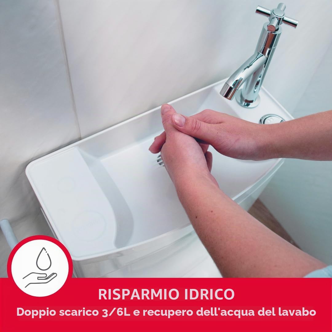 Wirquin 50720090 Cassetta Iseo bassa lavamani FR, bianca, H 412 mm x L 380 mm x P 180 mm