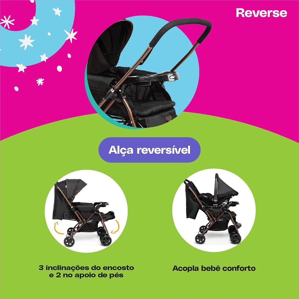 Imagem frontal do produto com fundo vibrante dividido em rosa e verde.