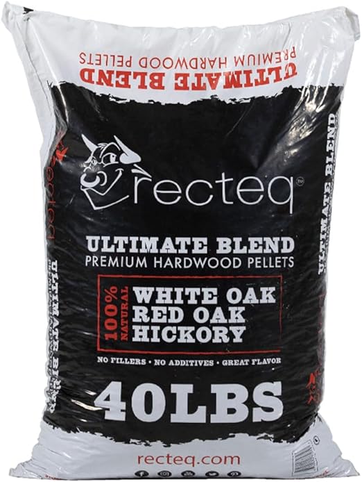 recteq Ultimate Premium Hardwood Grilling Cooking Pellet Barbecue BBQ Grill Smoker Blend with Red Oak, White Oak, and Hickory, 40 Pound Bag