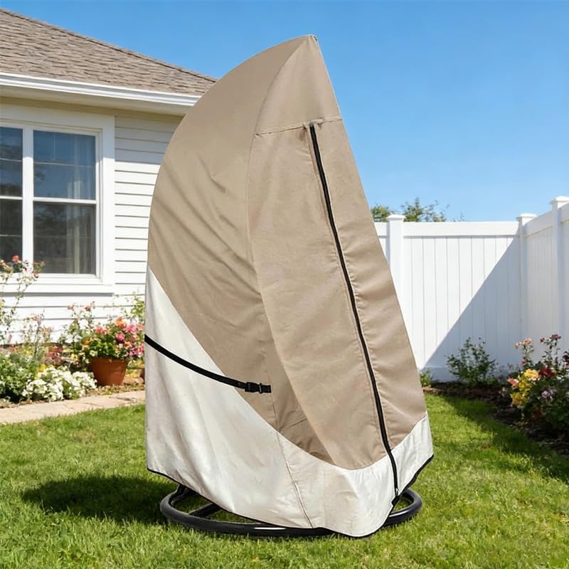 Patio Hanging Egg Chair Cover, Wicker Swing Chair Covers with Zipper, Windproof Weather Resisatnt Outdoor Furniture Cover(Double seat 79x91in)