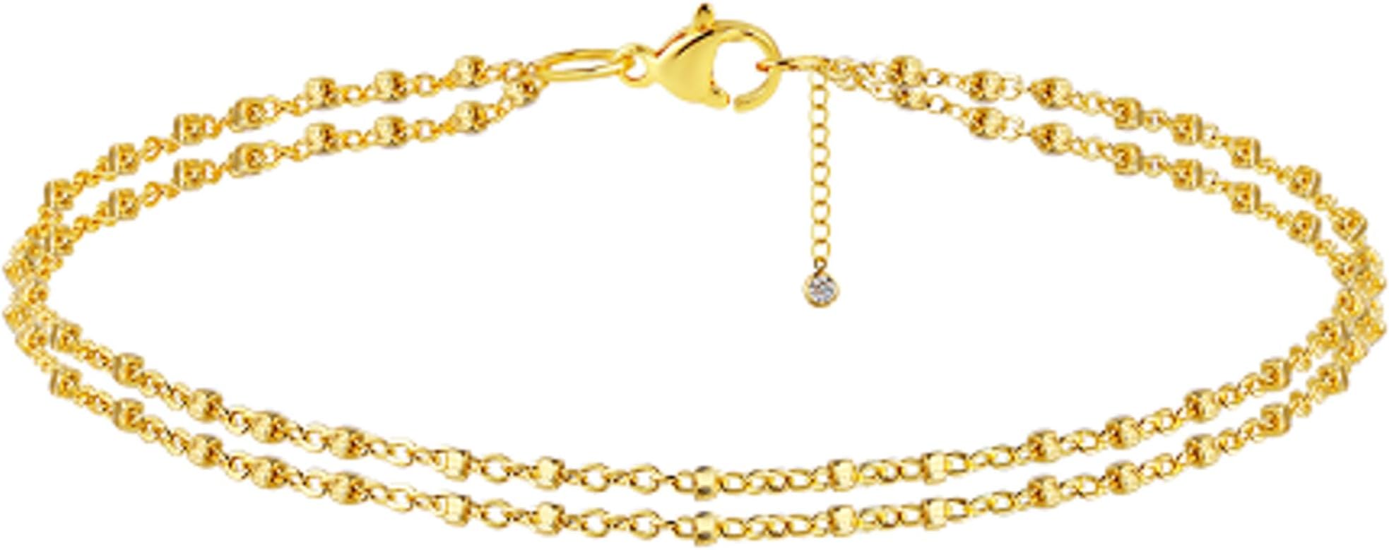Rotnso Ankle Bracelets for Women 14K Gold Plated Evil Eye Anklet Waterproof